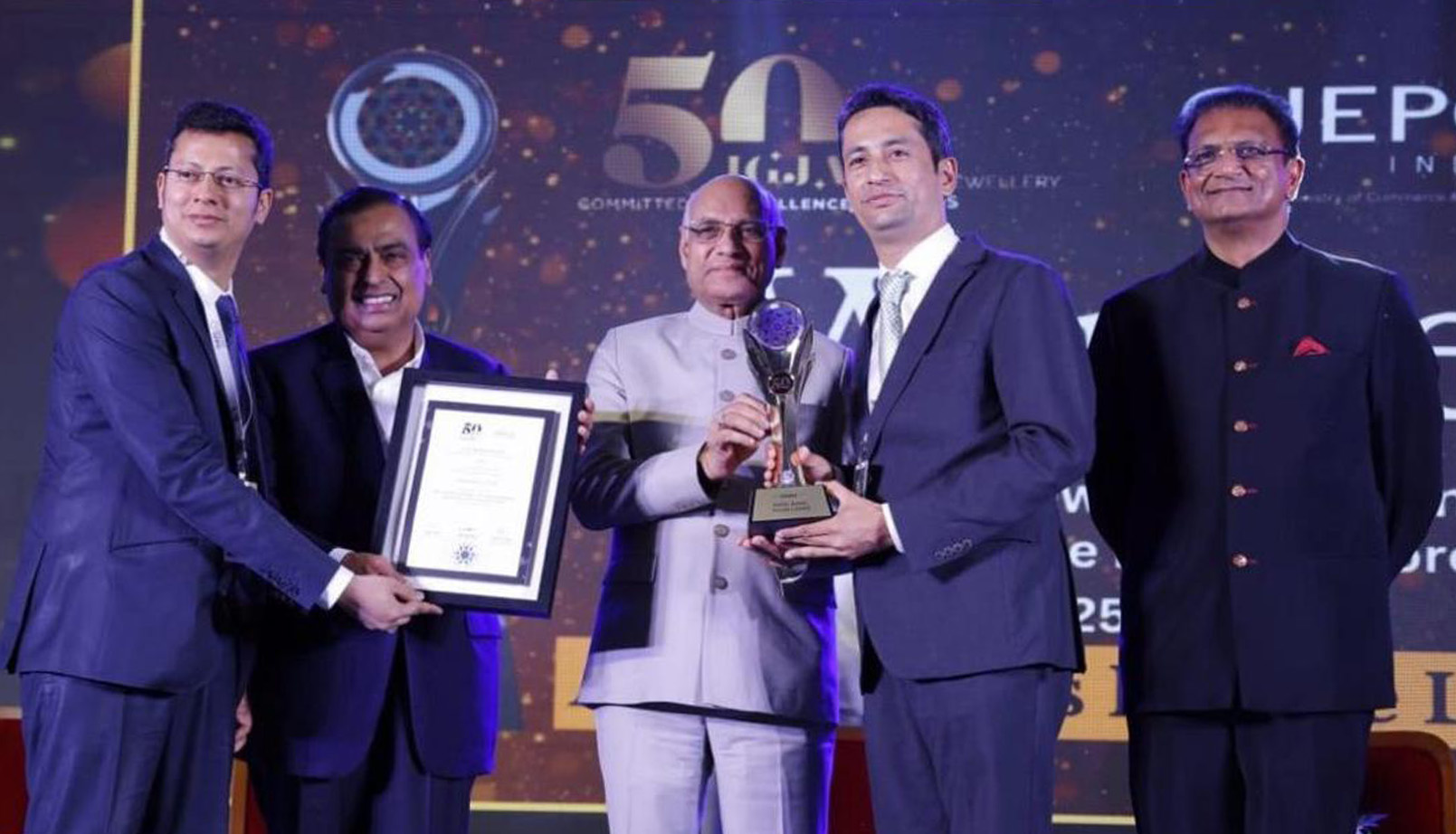 Highest Export Award Winner By IGJA by Honorable Shri Mukesh Ambani Mumbai-GJEPC-Government of India National Level 2023